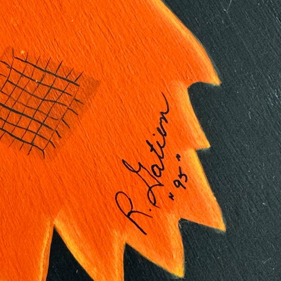 Vintage Hand Painted Folk Art Witch Door Hanger - 90s Halloween Decor - Picture 5 of 10